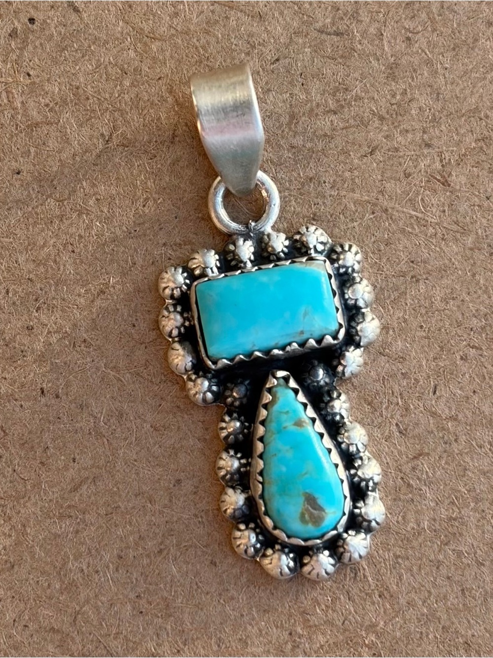 925 Sterling Santa Maria Turquoise Double Drop Pendant